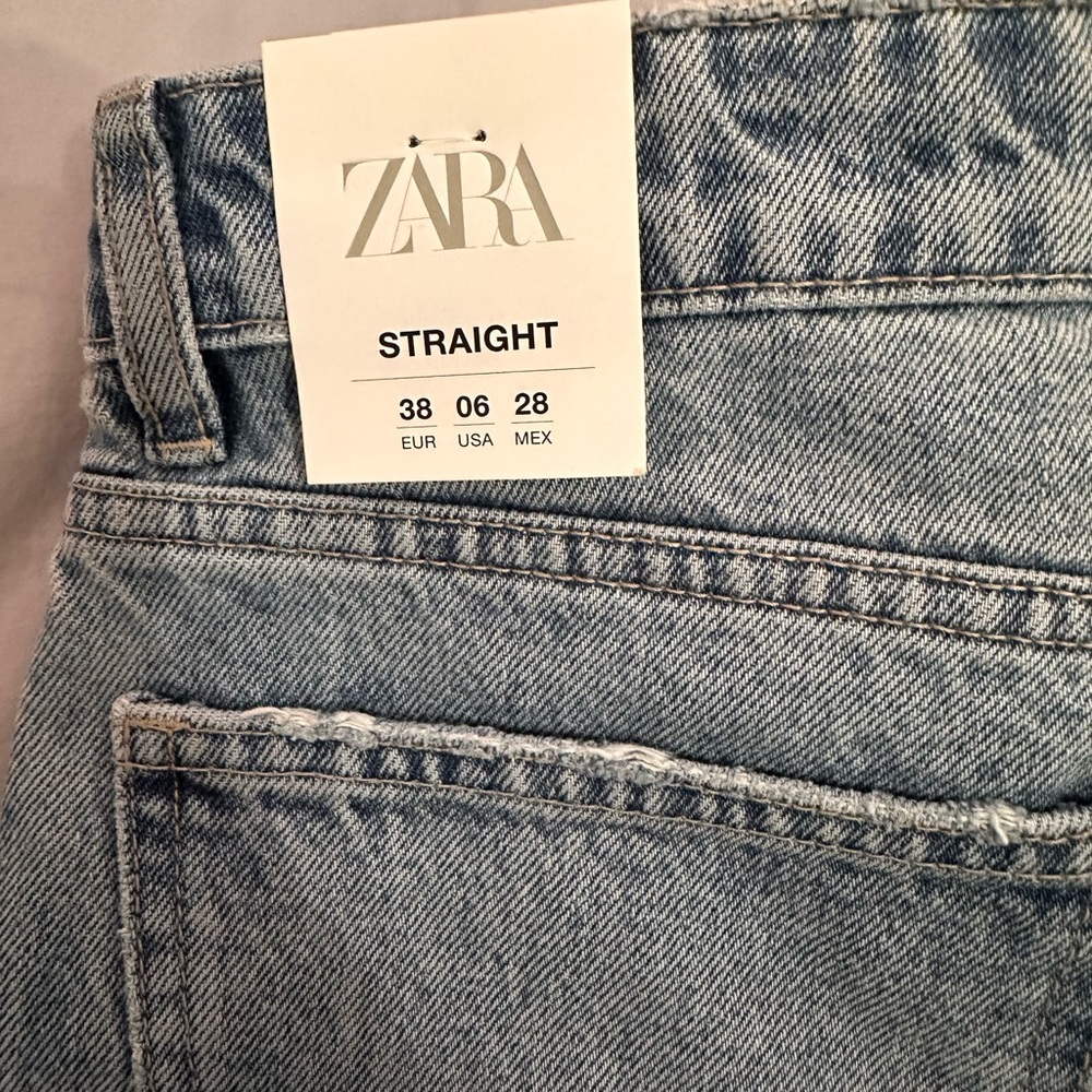 Zara Women's Straight Jeans - Light Blue